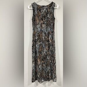 Connected Apparel Animal Print Maxi Dress - Black, Brown, Gray size 6